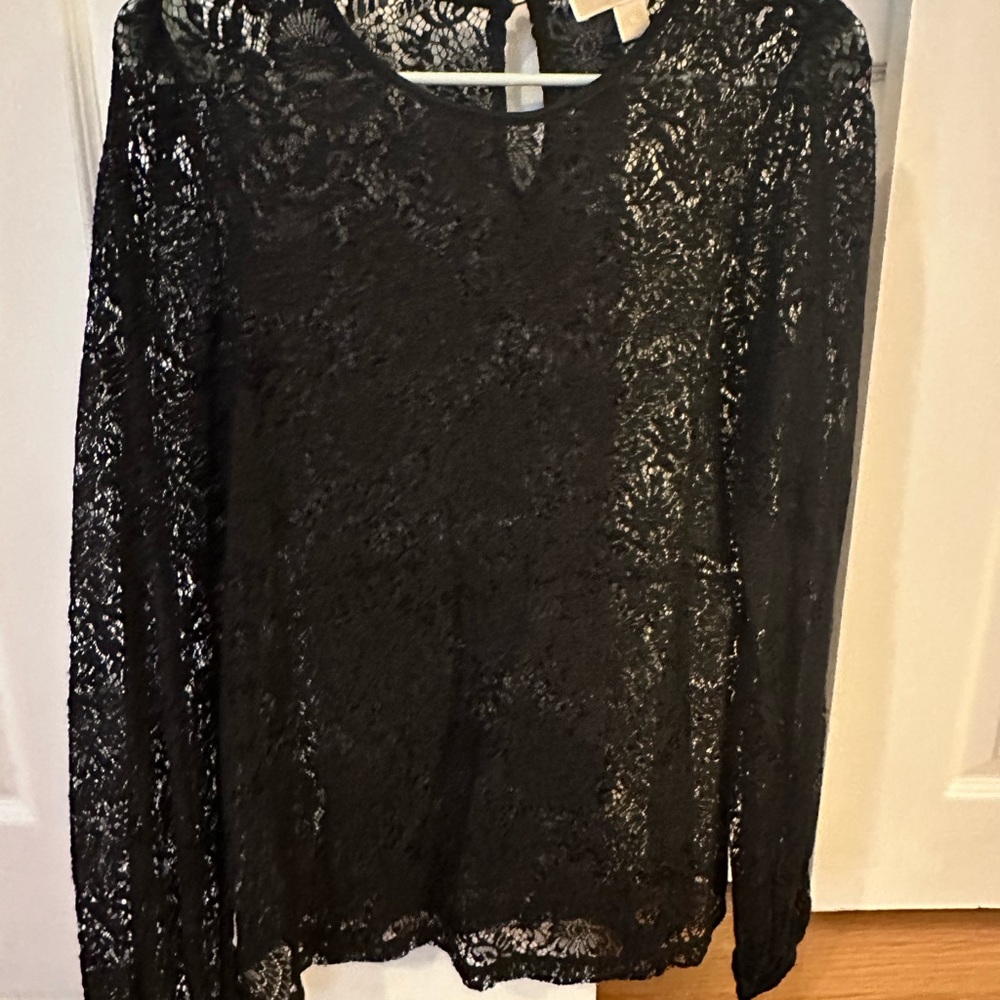 Michael Kors Black Long Sleeve Peter Pan Collar Blouse